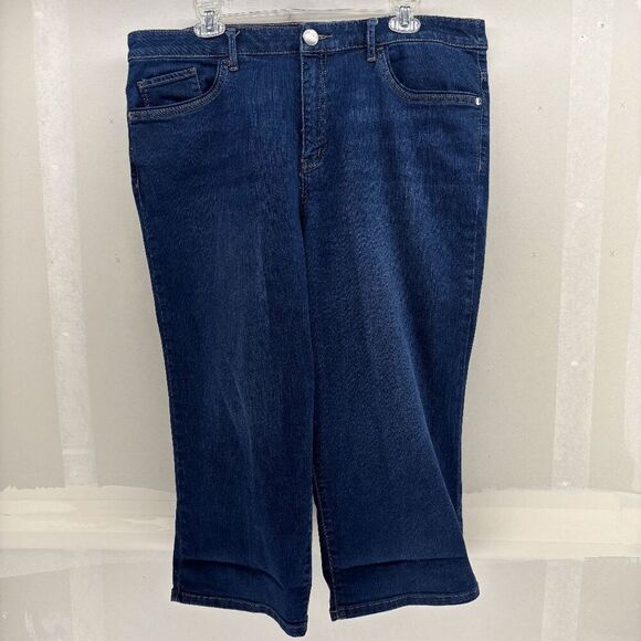 Christopher Banks Capri Denim Jeans Womens 16 Stretch Straight Blue Excellent! - Picture 1 of 5